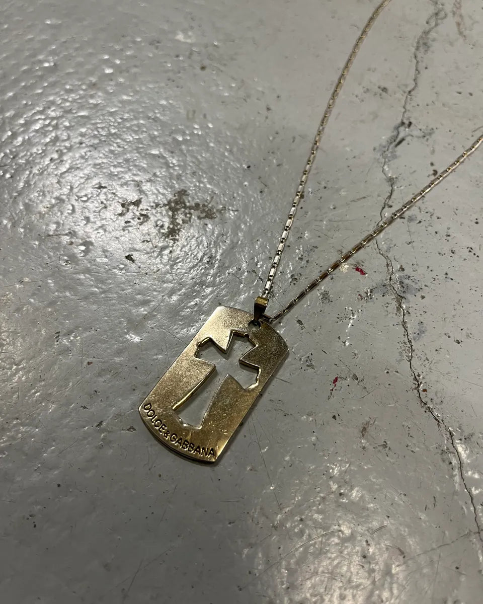 SS2003 Dolce & Gabbana Metal Cross Pendant Necklace WQFPJMV 4