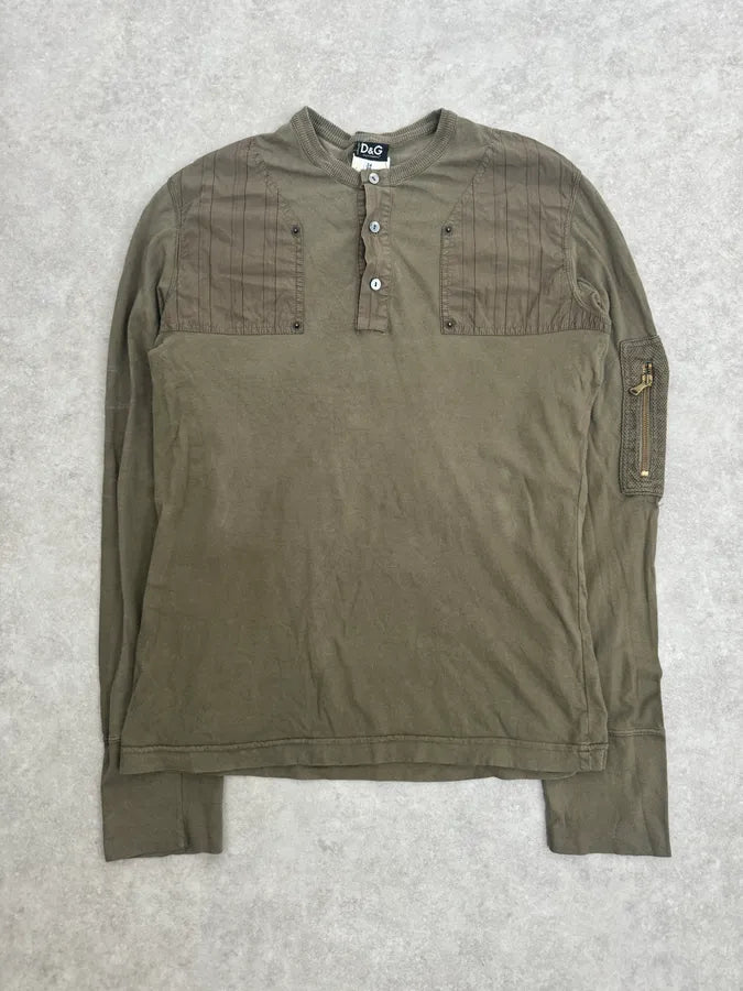 SS2003 Dolce & Gabbana Military Green Cargo Henley Longsleeves USADNVl 0