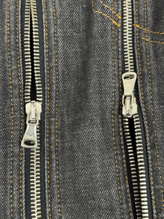 SS2003 Dolce & Gabbana Navy Blue Multi-Zip Denim Jacket kmZHaDc 12