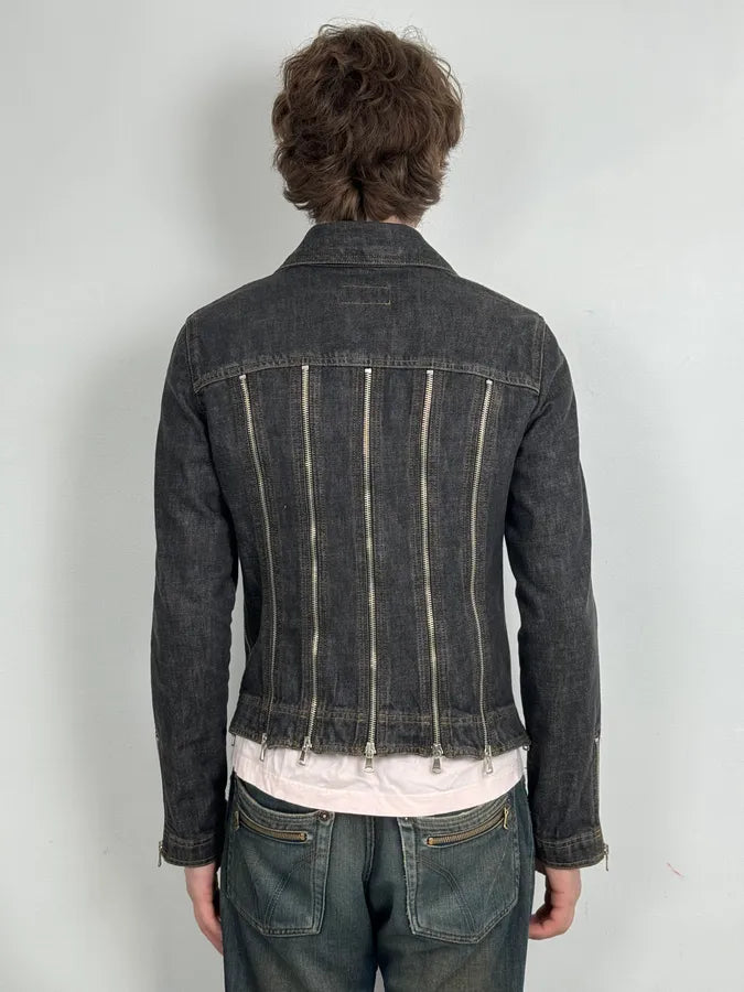 SS2003 Dolce & Gabbana Navy Blue Multi-Zip Denim Jacket kmZHaDc 5