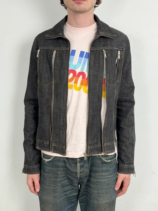 SS2003 Dolce & Gabbana Navy Blue Multi-Zip Denim Jacket kmZHaDc 7