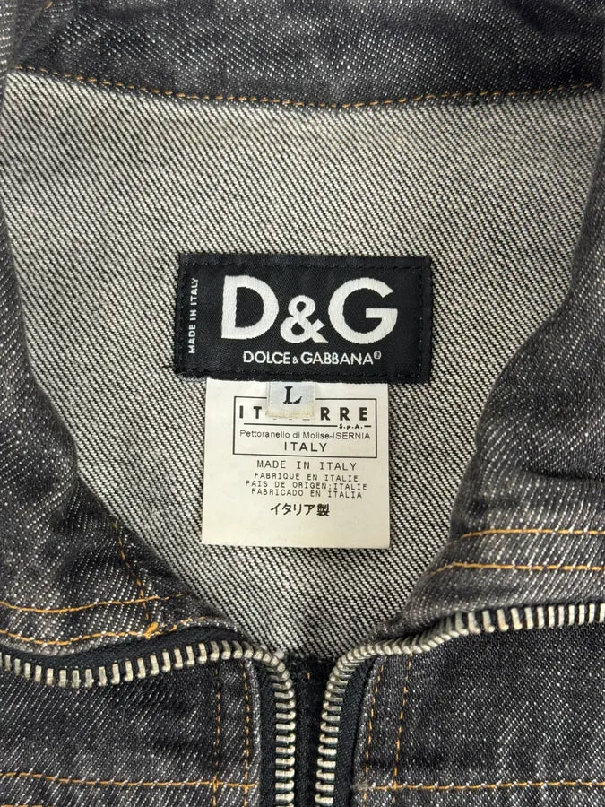SS2003 Dolce & Gabbana Navy Blue Multi-Zip Denim Jacket kmZHaDc 8