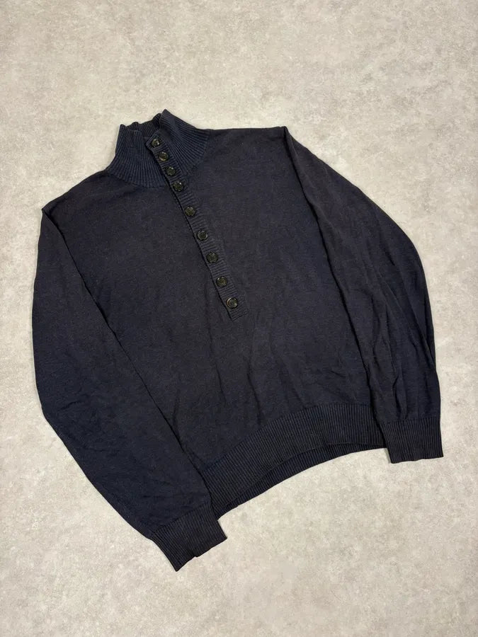 SS2003 Dolce & Gabbana Navy Buttoned Classy Sweater OtKQrzr 3