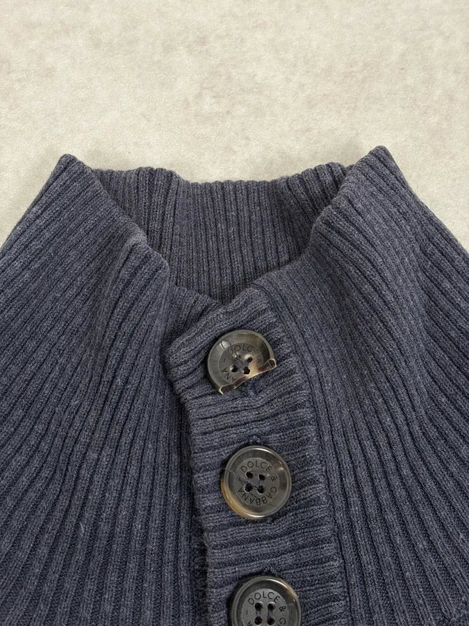 SS2003 Dolce & Gabbana Navy Buttoned Classy Sweater OtKQrzr 7