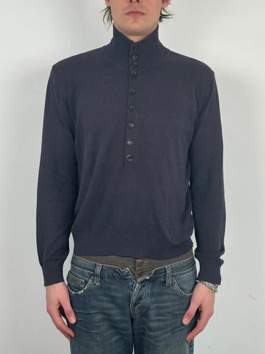 SS2003 Dolce & Gabbana Navy Buttoned Classy Sweater OtKQrzr 1