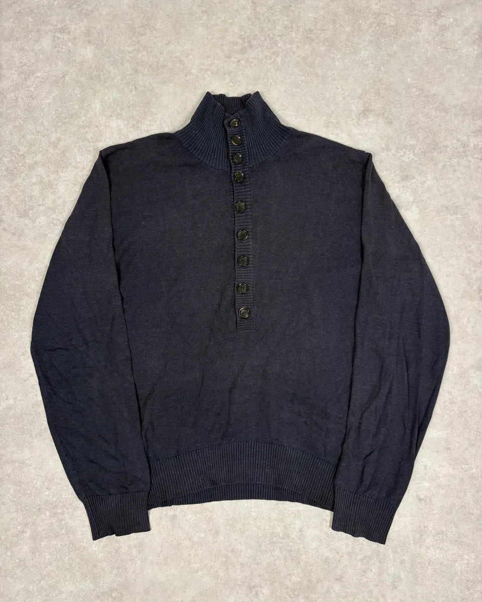 SS2003 Dolce & Gabbana Navy Buttoned Classy Sweater OtKQrzr 0