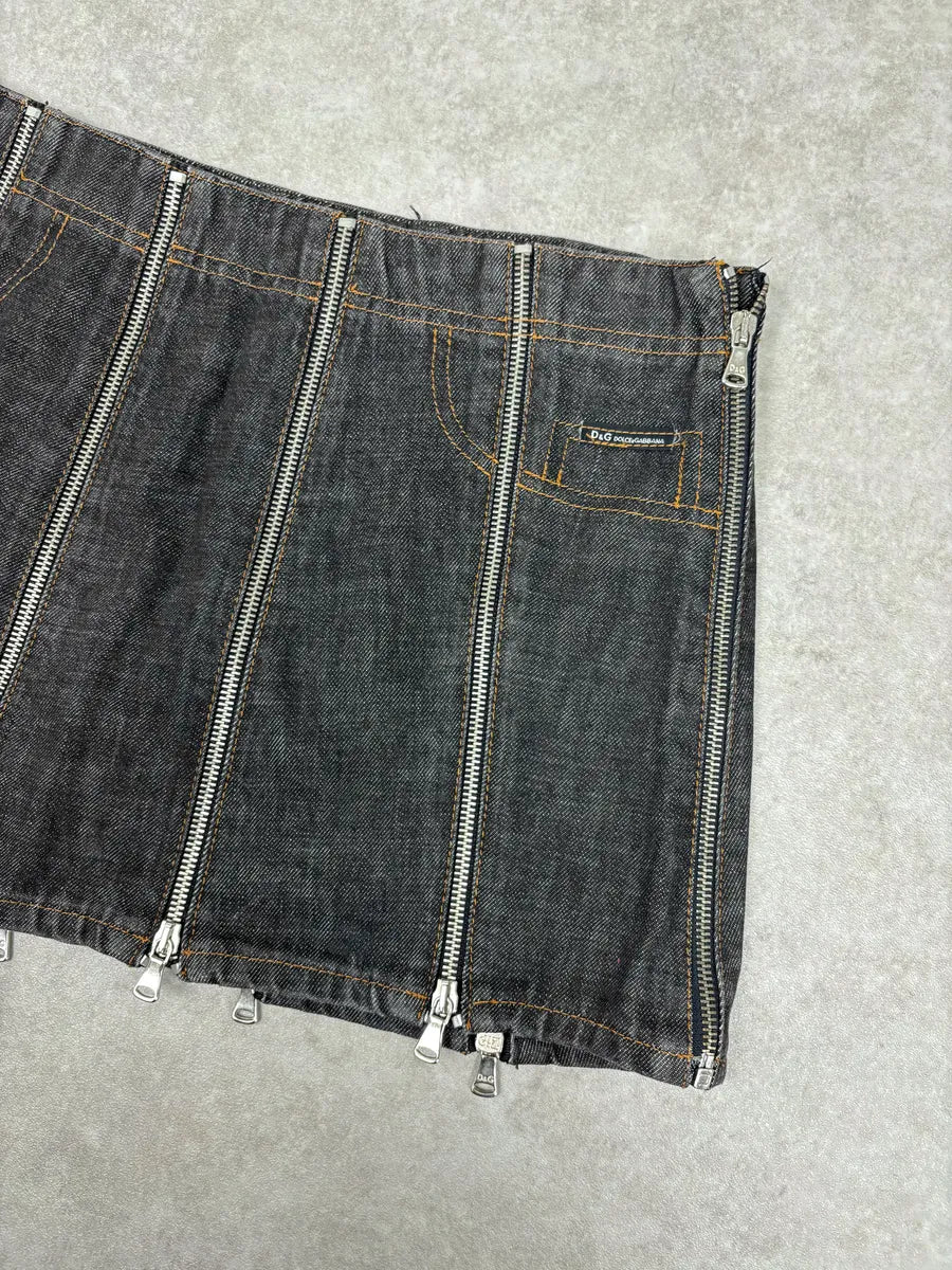 SS2003 Dolce & Gabbana Navy Denim Multi-Zip Skirt DVGRUDg 4