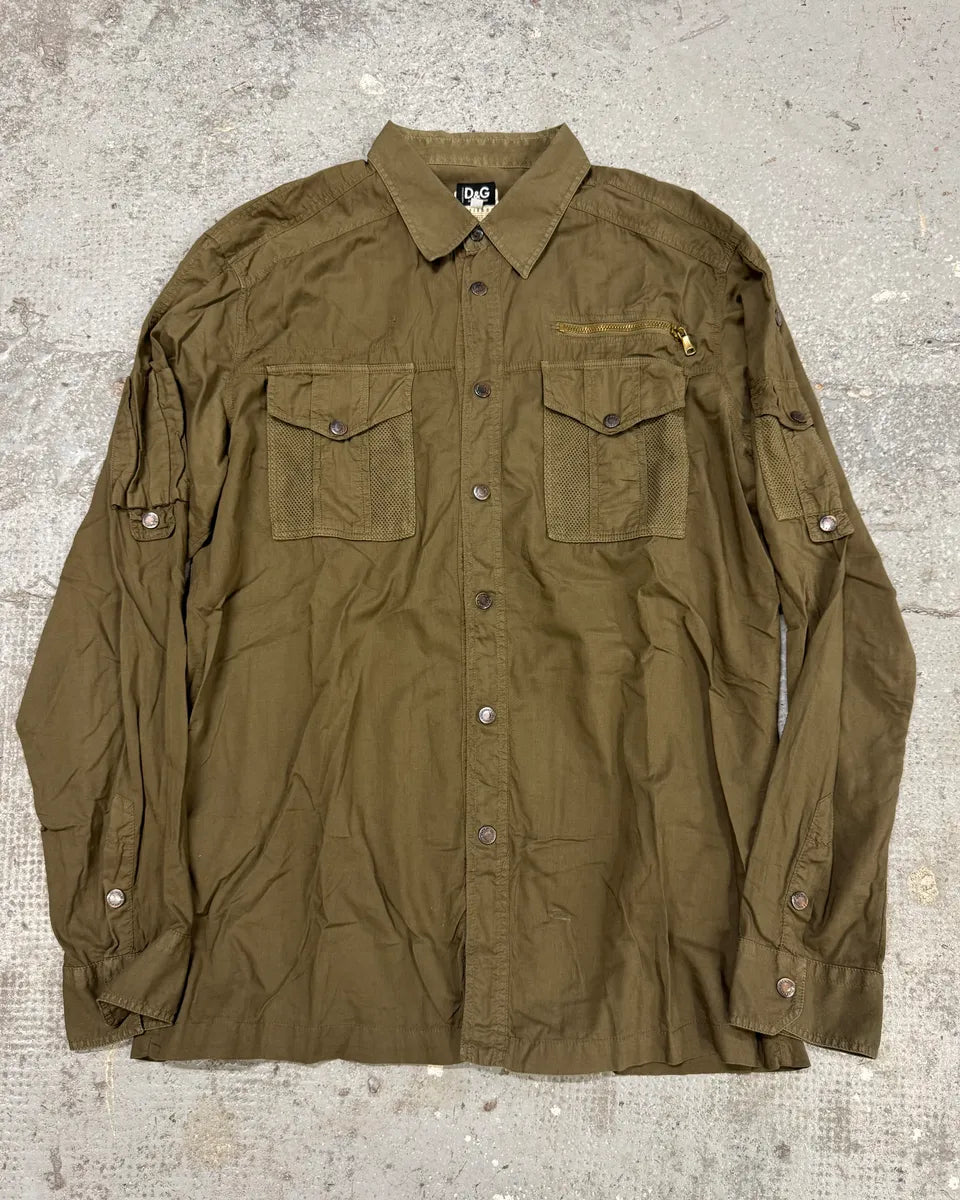 SS2003 Dolce & Gabbana Olive Cargo Military Shirt (L) UJZOoxJ 0