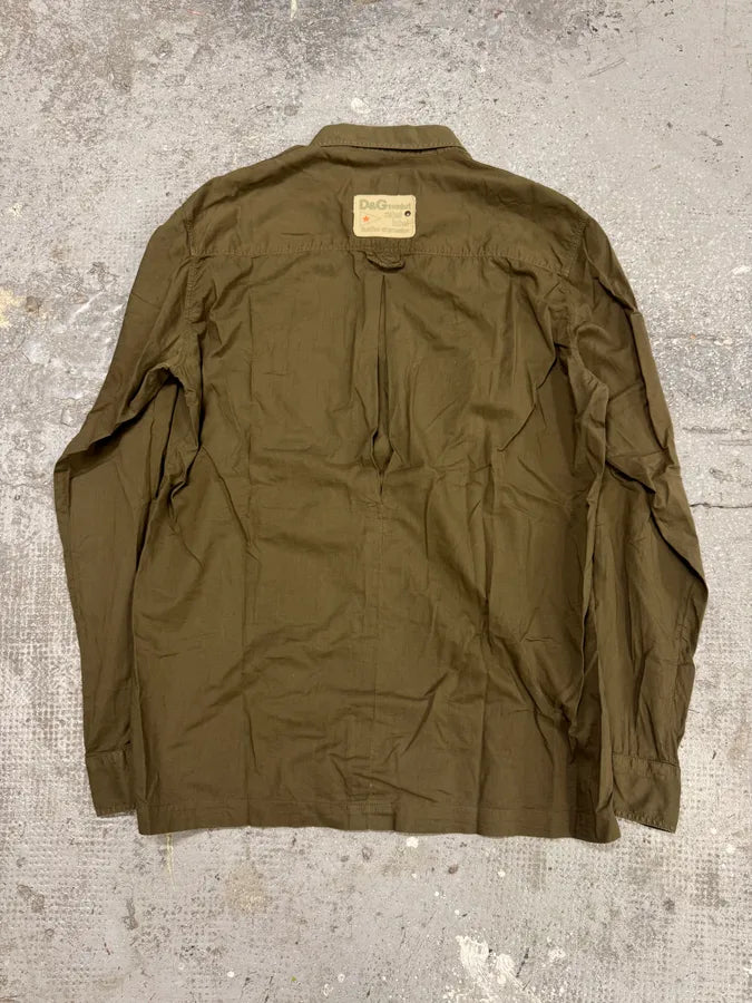 SS2003 Dolce & Gabbana Olive Cargo Military Shirt (L) UJZOoxJ 2