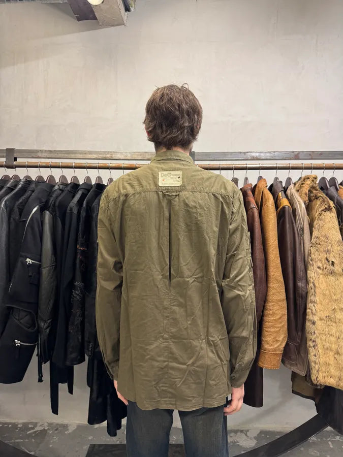 SS2003 Dolce & Gabbana Olive Cargo Military Shirt (L) UJZOoxJ 3