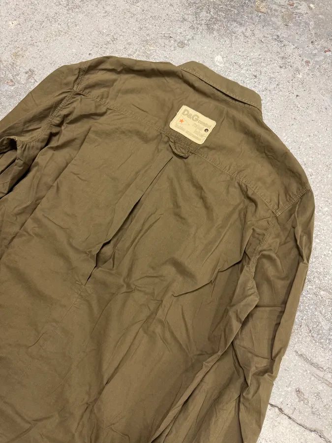 SS2003 Dolce & Gabbana Olive Cargo Military Shirt (L) UJZOoxJ 4