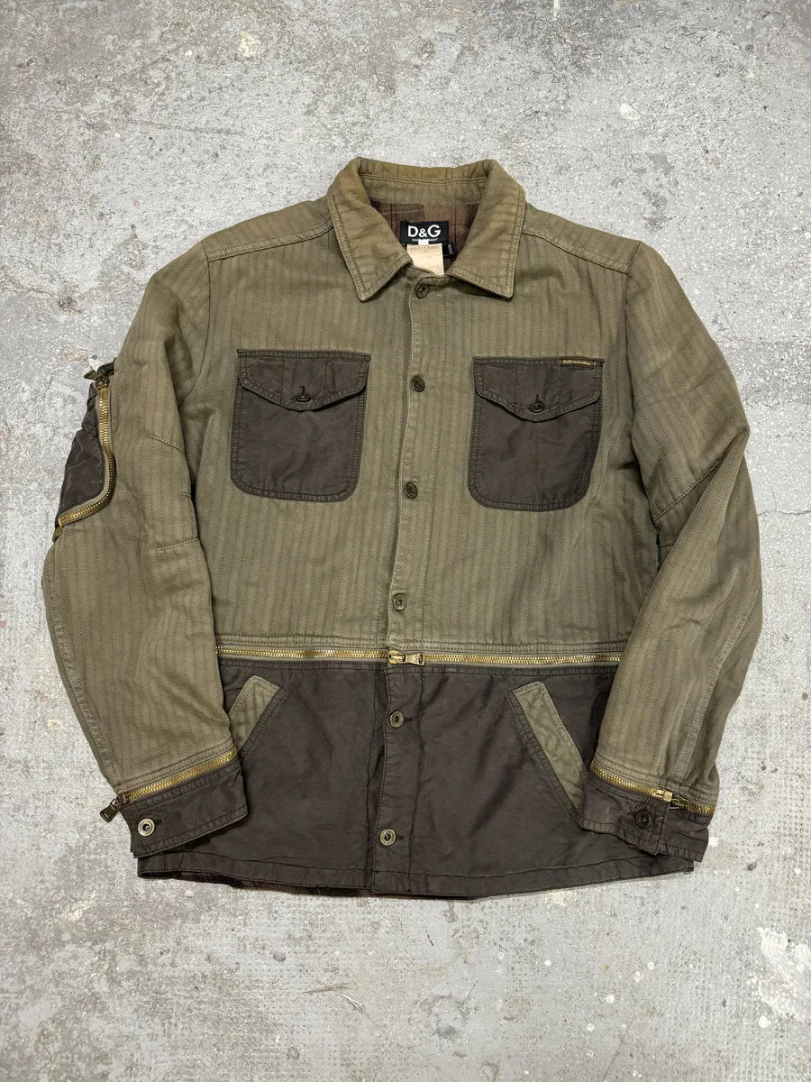 SS2003 Dolce & Gabbana Olive Military Cardo Detachable Zip Shirt Jacket (L) 2