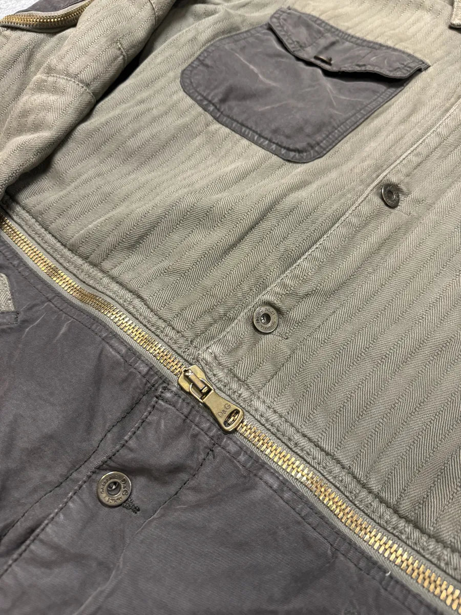 SS2003 Dolce & Gabbana Olive Military Cardo Detachable Zip Shirt Jacket (L) 5