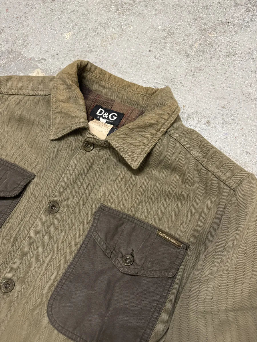 SS2003 Dolce & Gabbana Olive Military Cardo Detachable Zip Shirt Jacket (L) 8