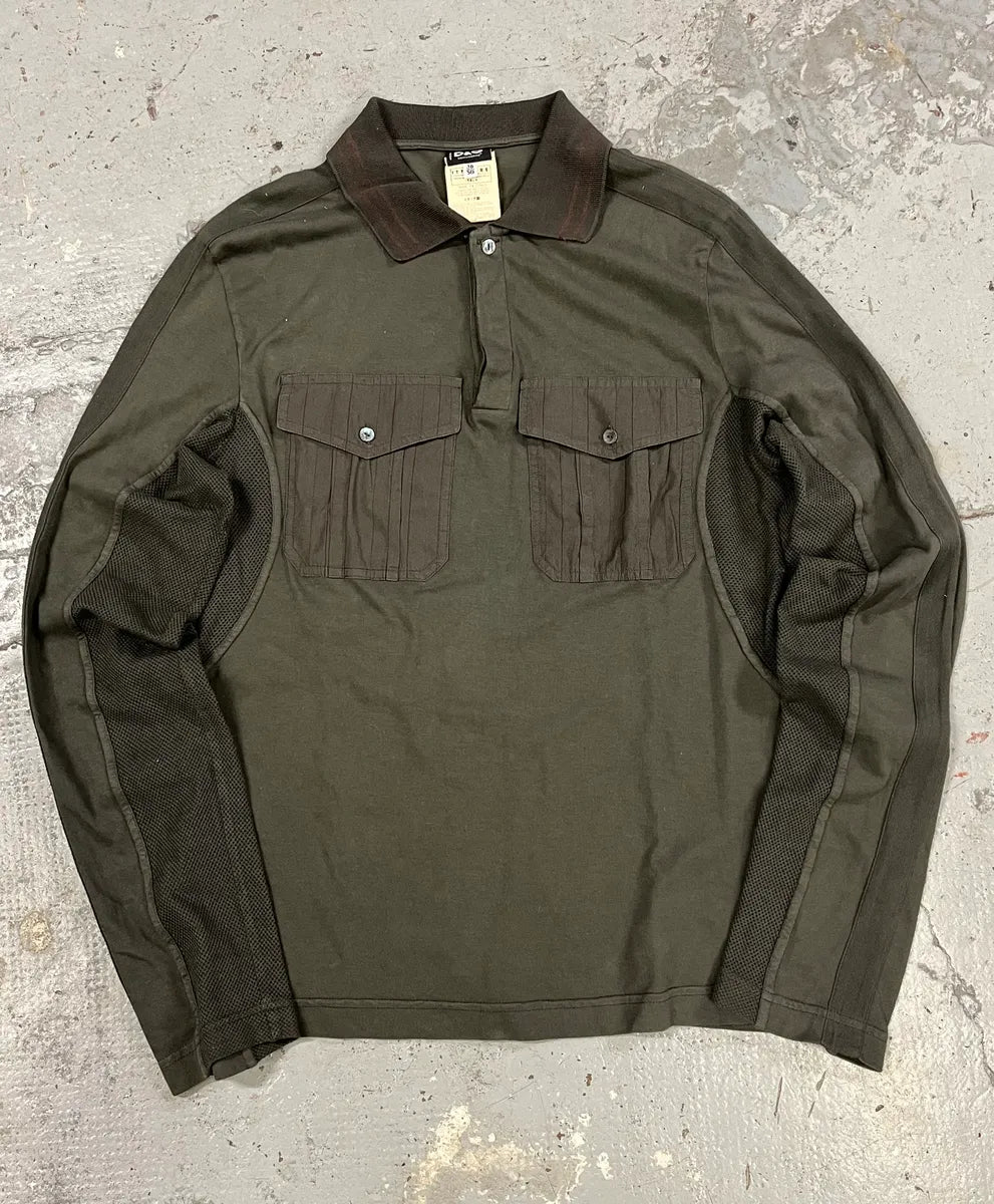SS2003 Dolce & Gabbana Olive Military Utility Polo Shirt UrAcWkx 0