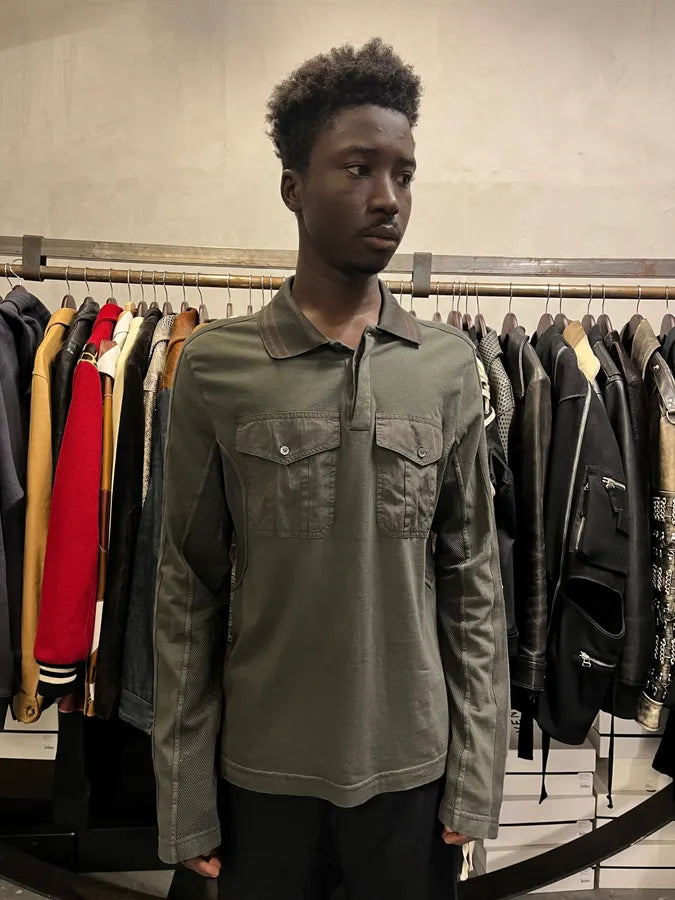 SS2003 Dolce & Gabbana Olive Military Utility Polo Shirt UrAcWkx 1