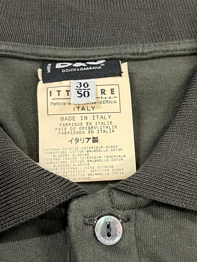 SS2003 Dolce & Gabbana Olive Military Utility Polo Shirt UrAcWkx 5