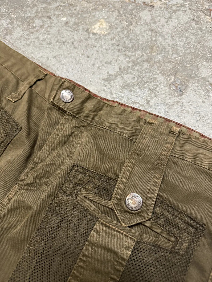 SS2003 Dolce & Gabbana Olive Multi Pockets Cargo Pants (M) IQOshyO 5