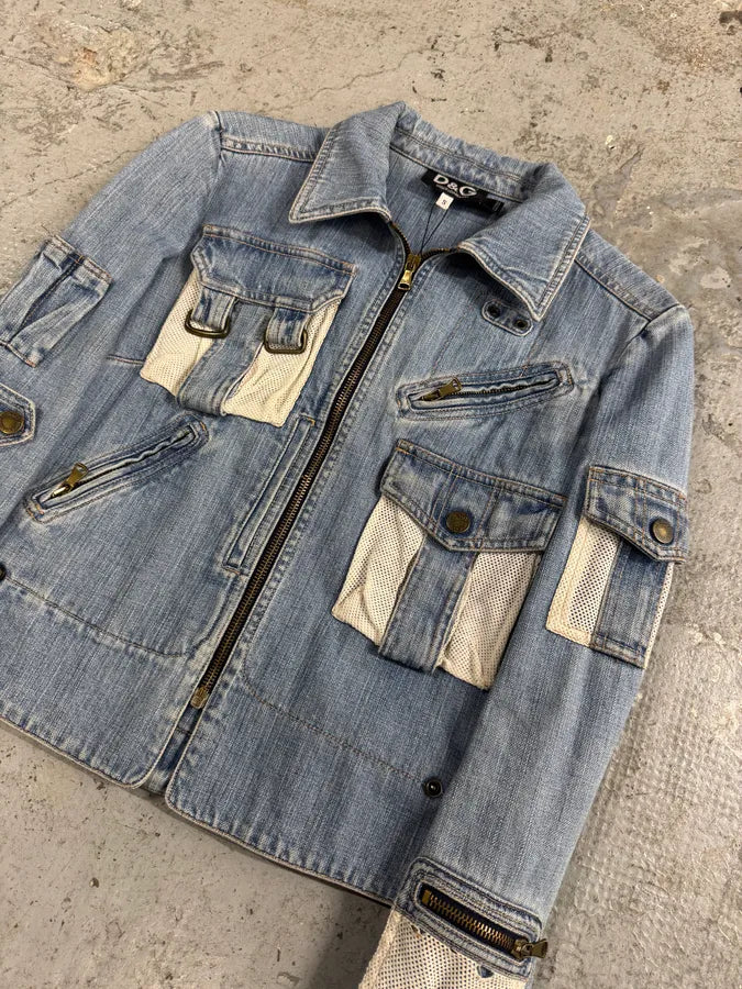 SS2003 Dolce & Gabbana Parachute Denim Cargo Cropped Jacket (M) uqfGytD 1