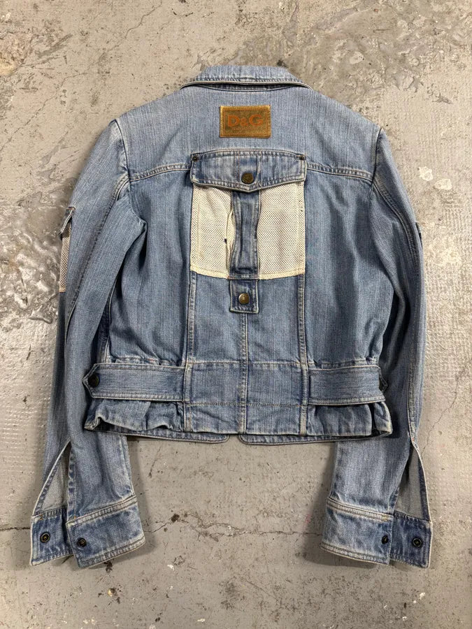 SS2003 Dolce & Gabbana Parachute Denim Cargo Cropped Jacket (M) uqfGytD 2