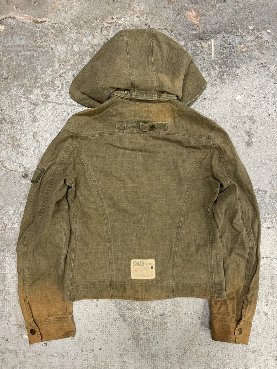 SS2003 Dolce & Gabbana Rebel Combat Hooded Denim Jacket (S) DsxqtqA 1