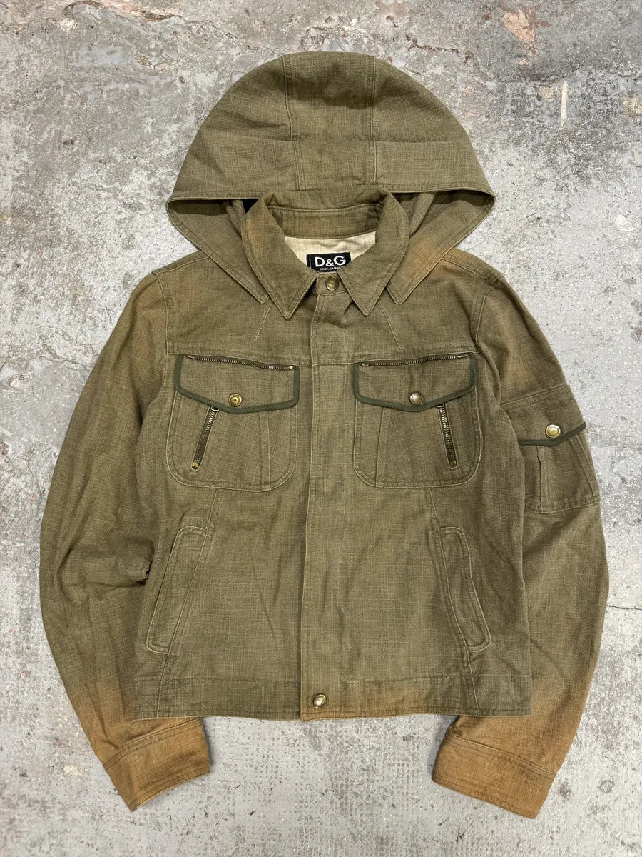 SS2003 Dolce & Gabbana Rebel Combat Hooded Denim Jacket (S) DsxqtqA 2