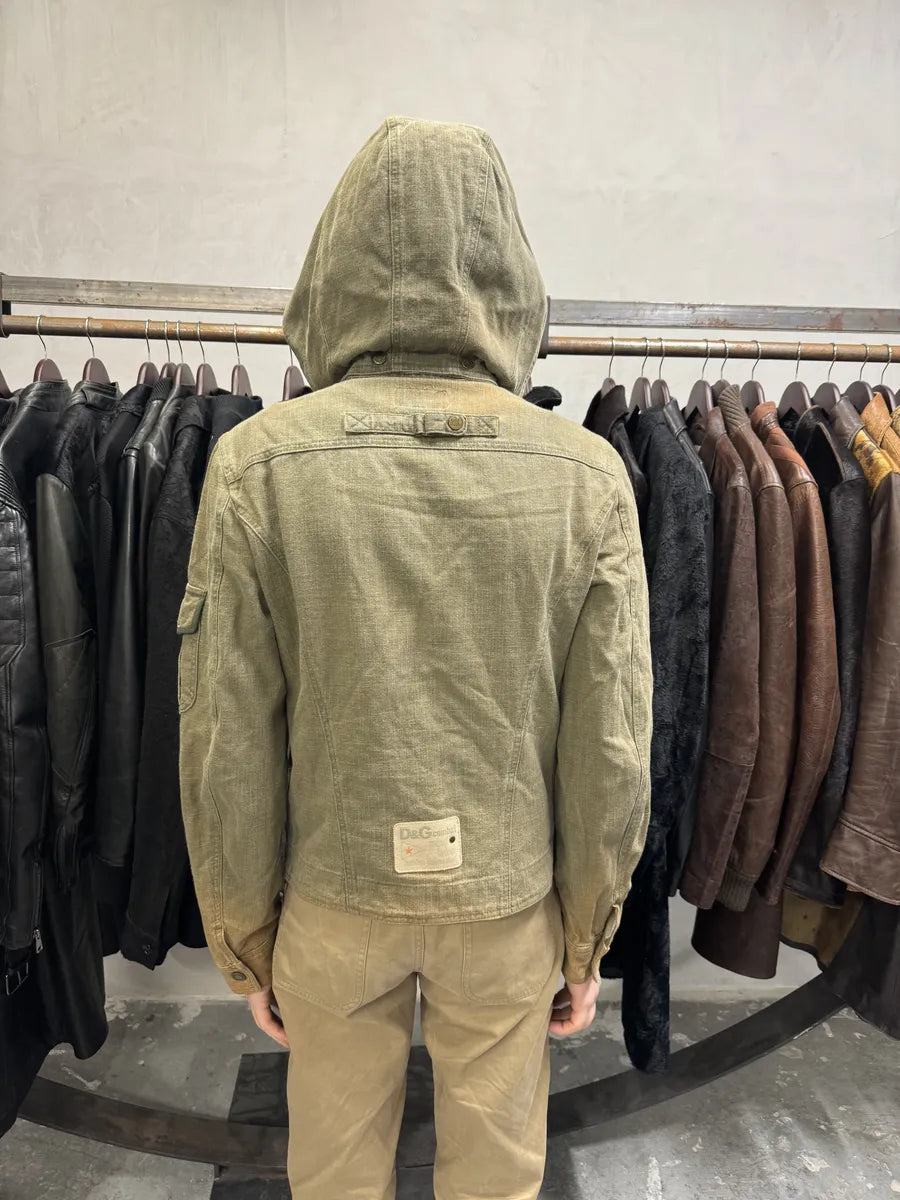 SS2003 Dolce & Gabbana Rebel Combat Hooded Denim Jacket (S) DsxqtqA 5
