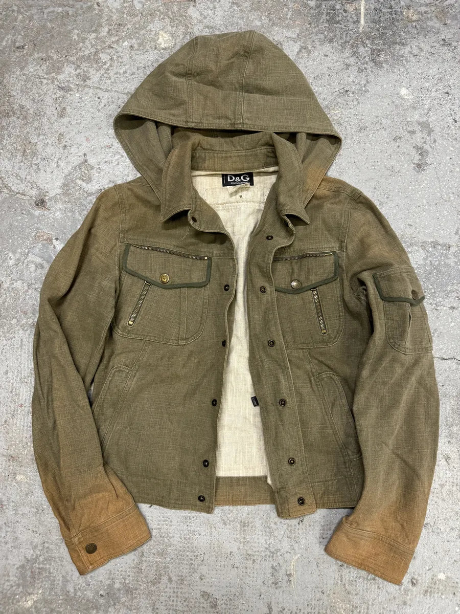 SS2003 Dolce & Gabbana Rebel Combat Hooded Denim Jacket (S) DsxqtqA 8