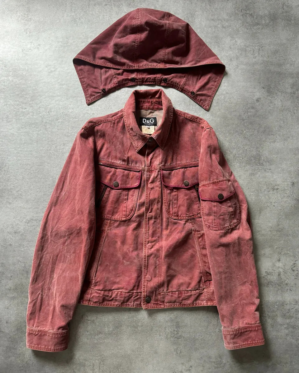 SS2003 Dolce & Gabbana Rebel Combat Red Hooded Jacket quOPJLS 0