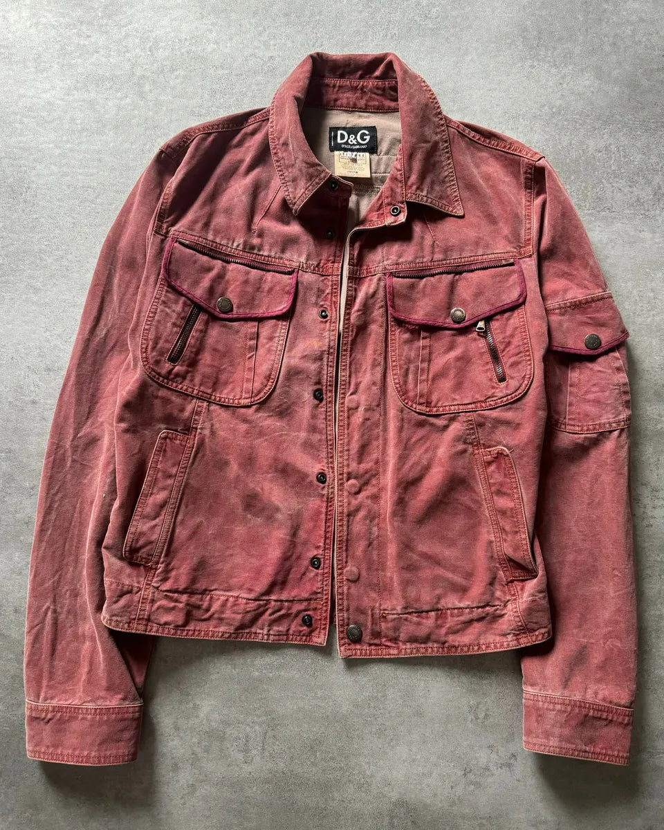 SS2003 Dolce & Gabbana Rebel Combat Red Hooded Jacket quOPJLS 1