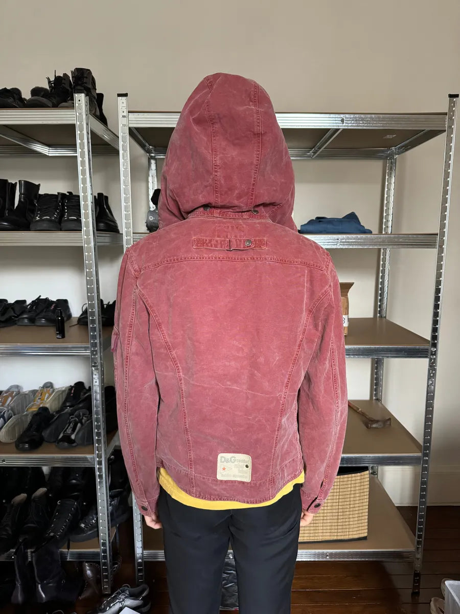 SS2003 Dolce & Gabbana Rebel Combat Red Hooded Jacket quOPJLS 3