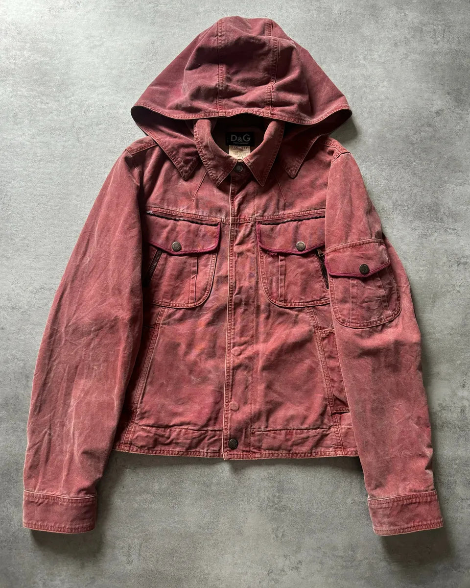 SS2003 Dolce & Gabbana Rebel Combat Red Hooded Jacket quOPJLS 4