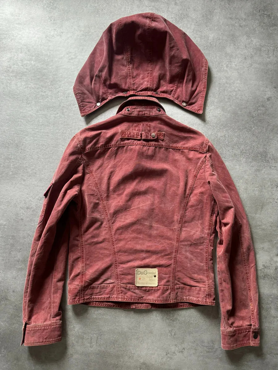 SS2003 Dolce & Gabbana Rebel Combat Red Hooded Jacket quOPJLS 6
