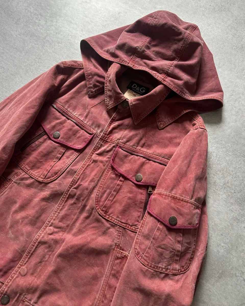 SS2003 Dolce & Gabbana Rebel Combat Red Hooded Jacket quOPJLS 7