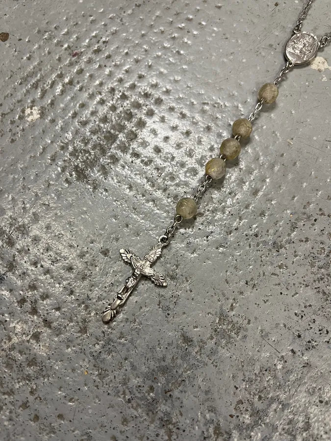 SS2003 Dolce & Gabbana Rosary Pearl Cross Silver Necklace HLDttXS 2