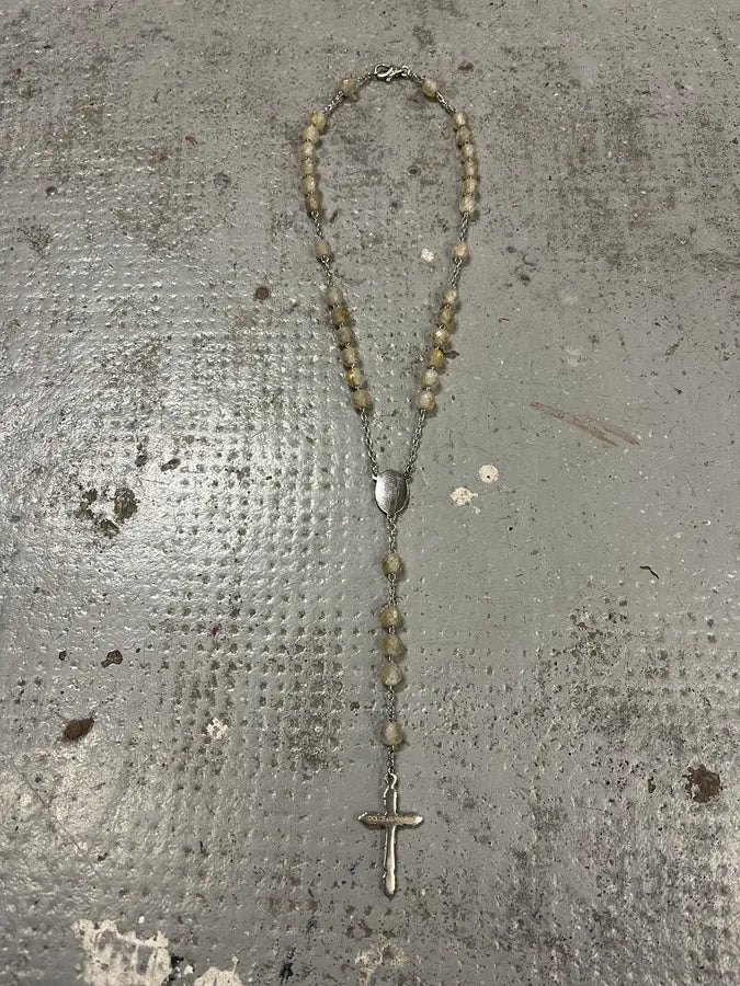 SS2003 Dolce & Gabbana Rosary Pearl Cross Silver Necklace HLDttXS 5