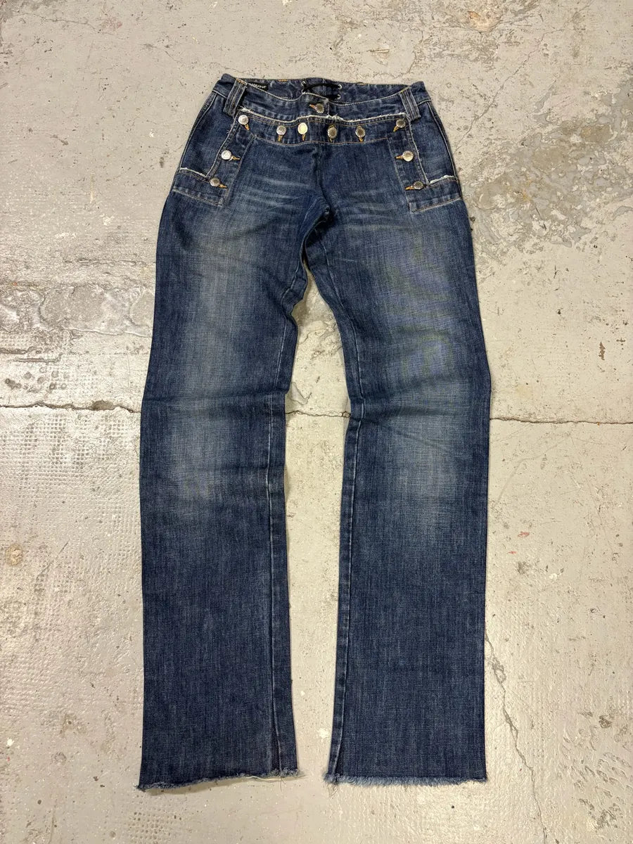 SS2003 Dolce & Gabbana Sex Buttoned Blue Denim Jeans (XS/S) nVMPRDY 0