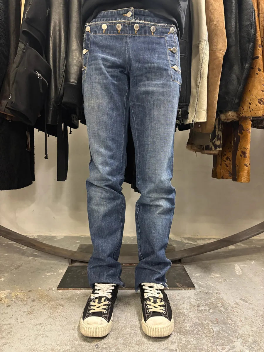SS2003 Dolce & Gabbana Sex Buttoned Blue Denim Jeans (XS/S) nVMPRDY 1
