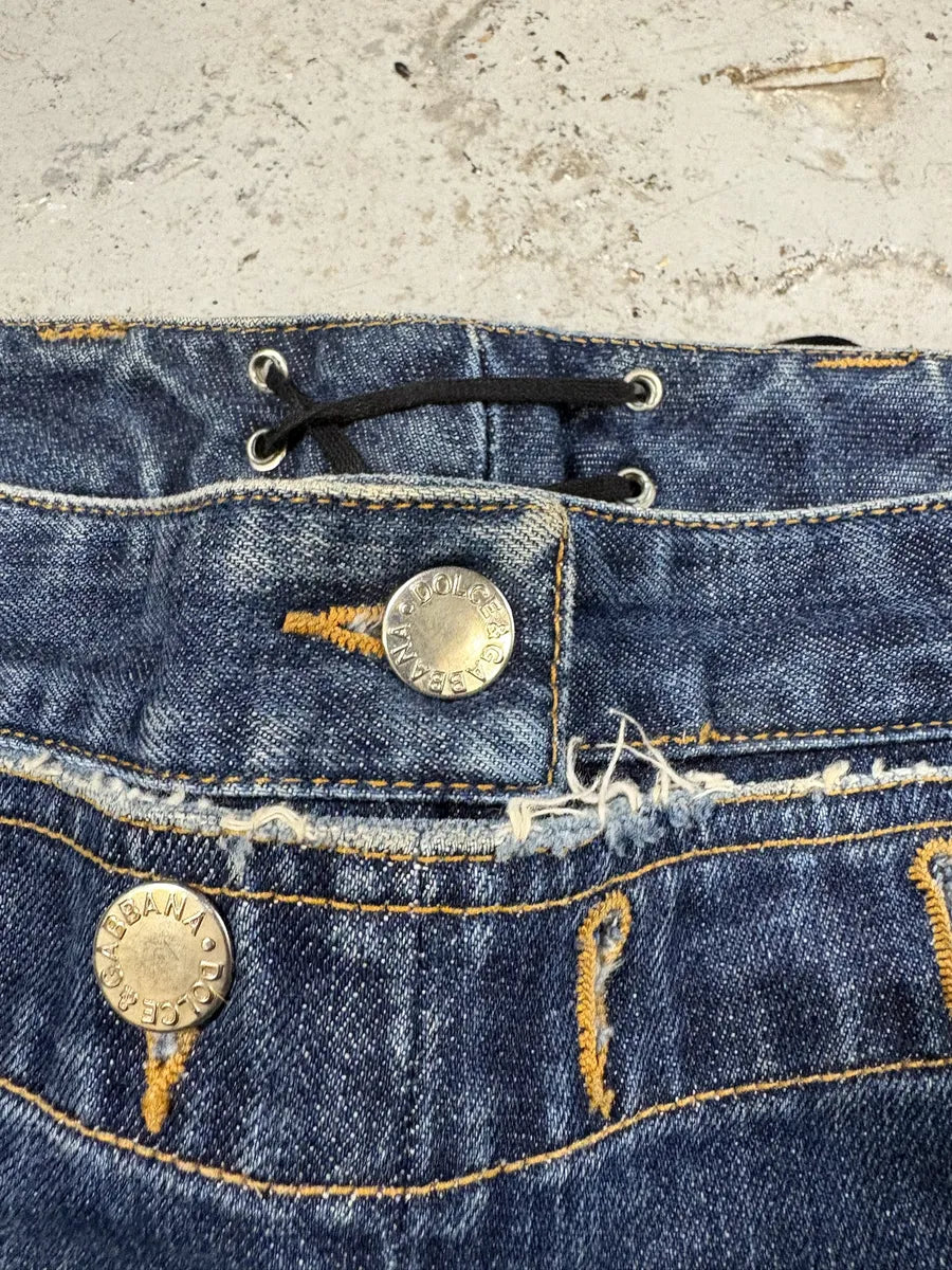 SS2003 Dolce & Gabbana Sex Buttoned Blue Denim Jeans (XS/S) nVMPRDY 10