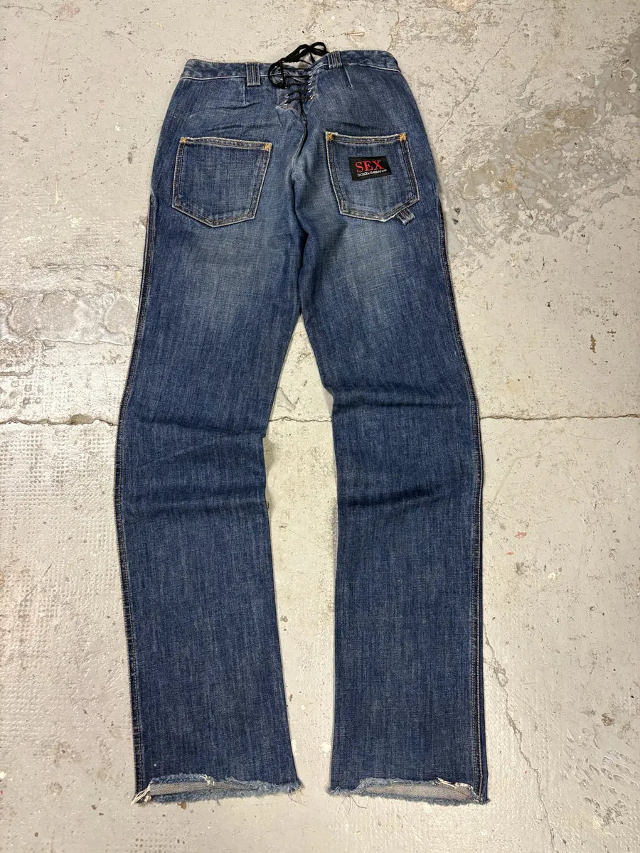 SS2003 Dolce & Gabbana Sex Buttoned Blue Denim Jeans (XS/S) nVMPRDY 2