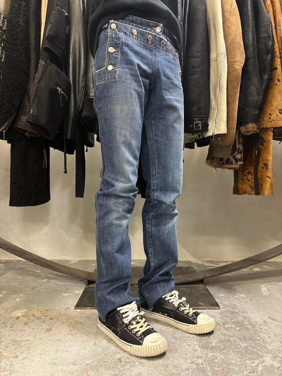 SS2003 Dolce & Gabbana Sex Buttoned Blue Denim Jeans (XS/S) nVMPRDY 3