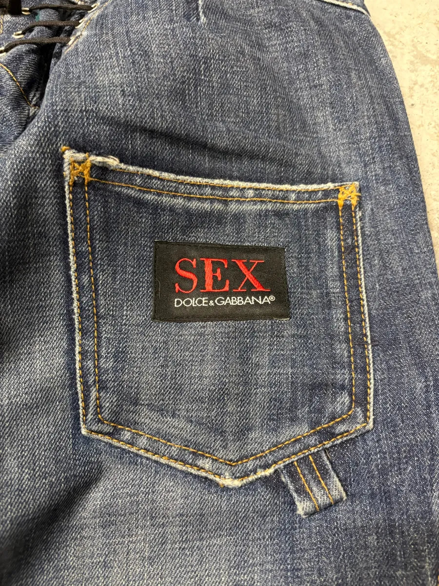 SS2003 Dolce & Gabbana Sex Buttoned Blue Denim Jeans (XS/S) nVMPRDY 7