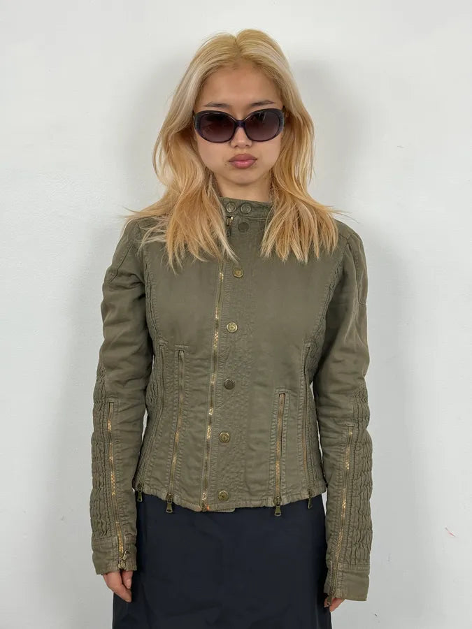 SS2003 Dolce & Gabbana Vertical Multi-Zip Khaki Jacket mxTIbur 1
