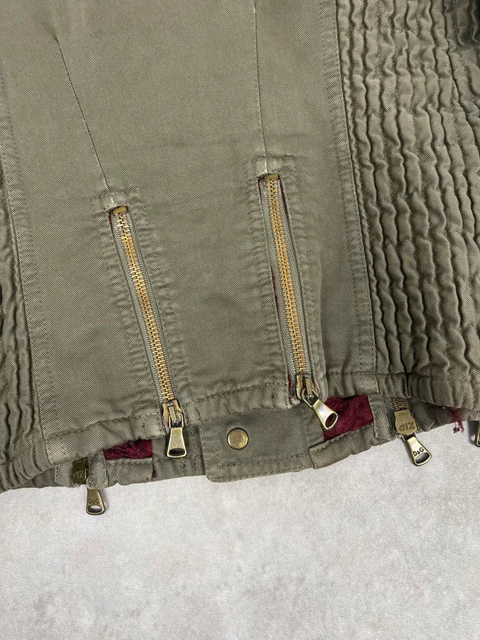 SS2003 Dolce & Gabbana Vertical Multi-Zip Khaki Jacket mxTIbur 11