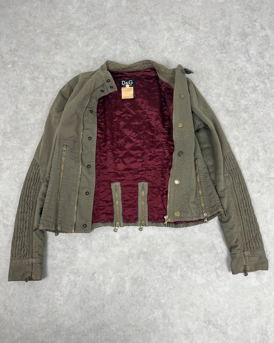 SS2003 Dolce & Gabbana Vertical Multi-Zip Khaki Jacket mxTIbur 7