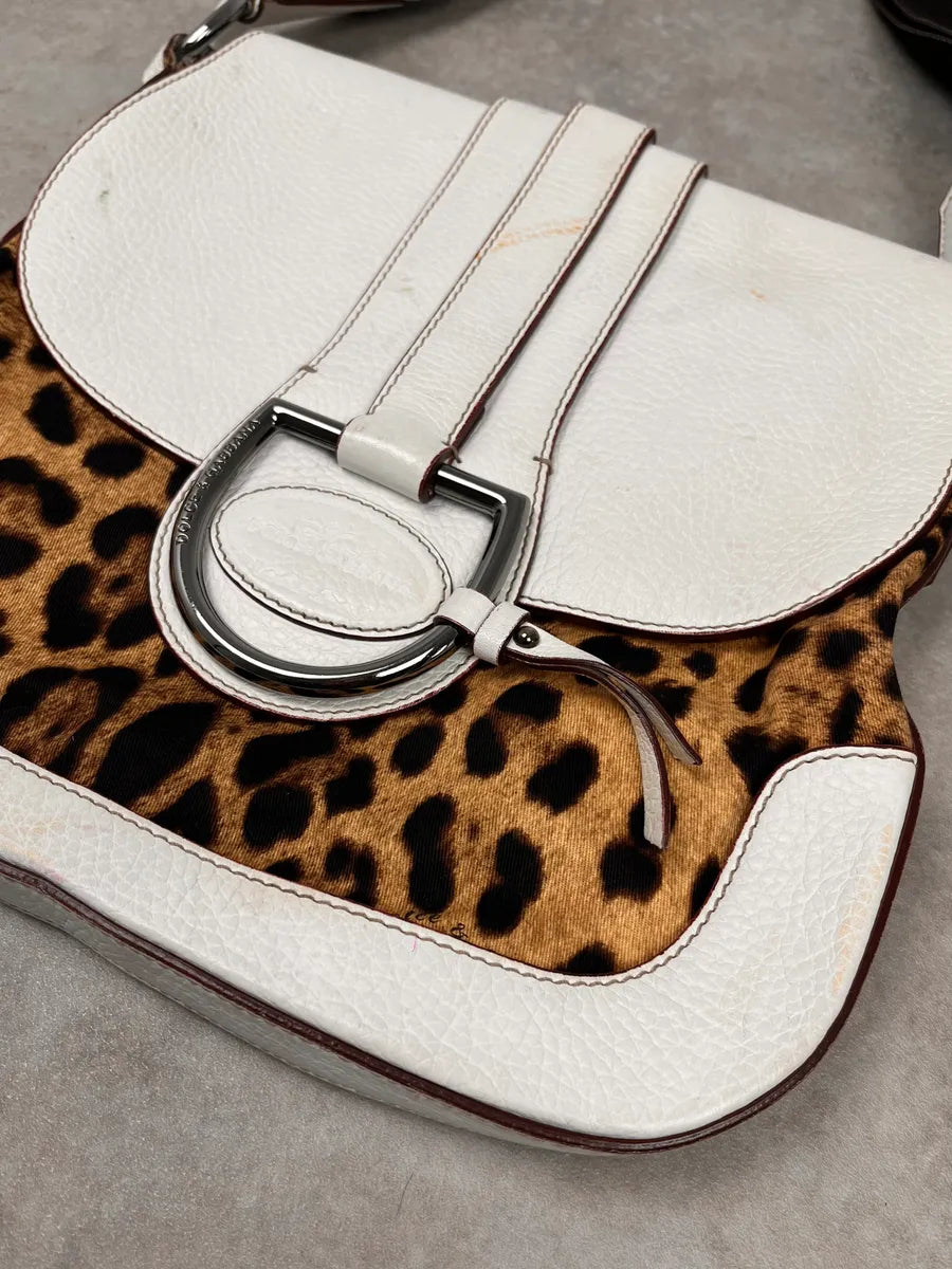 SS2003 Dolce & Gabbana White Leather Leopard Handle Bag lLOQCTW 3