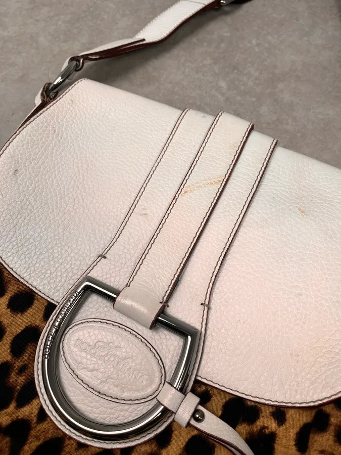 SS2003 Dolce & Gabbana White Leather Leopard Handle Bag lLOQCTW 4