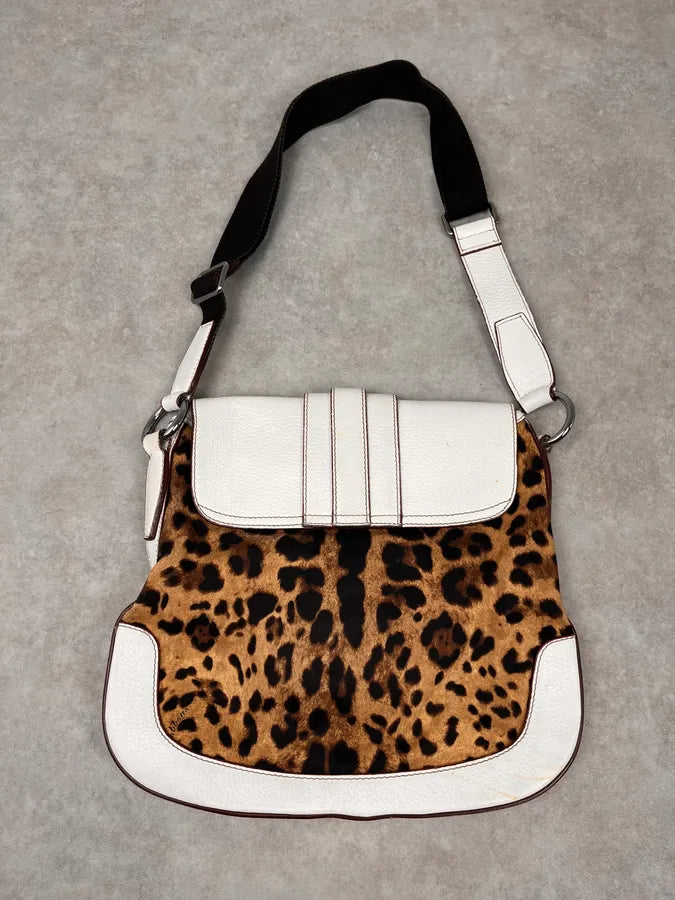 SS2003 Dolce & Gabbana White Leather Leopard Handle Bag lLOQCTW 6