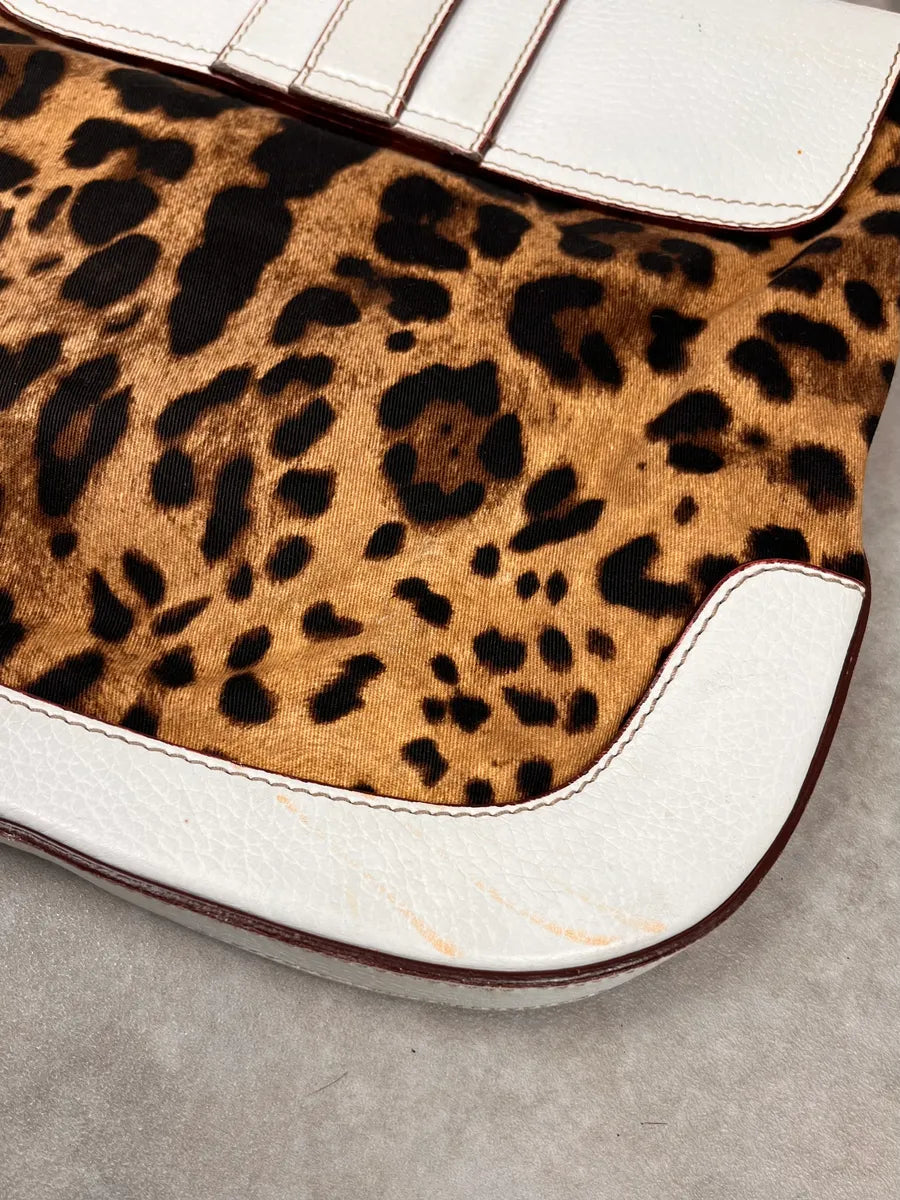 SS2003 Dolce & Gabbana White Leather Leopard Handle Bag lLOQCTW 7