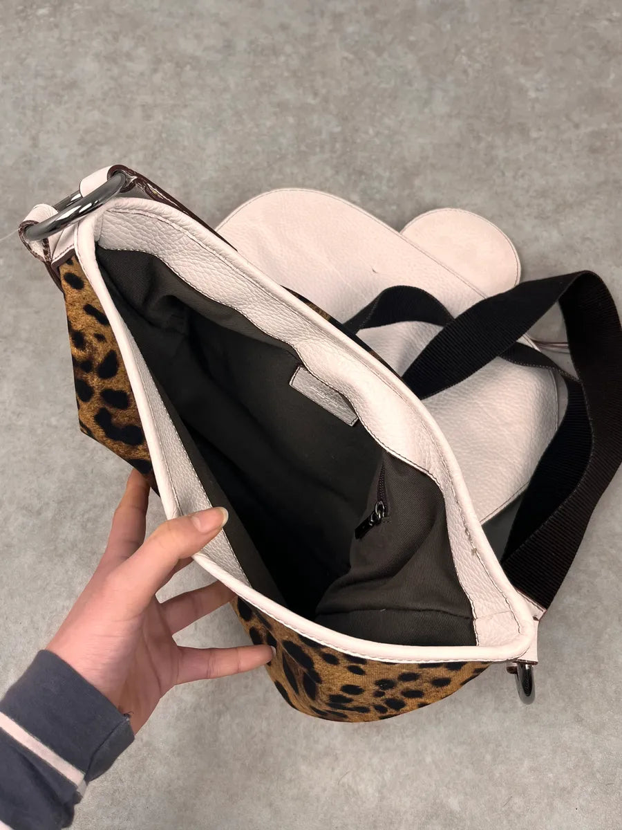SS2003 Dolce & Gabbana White Leather Leopard Handle Bag lLOQCTW 9